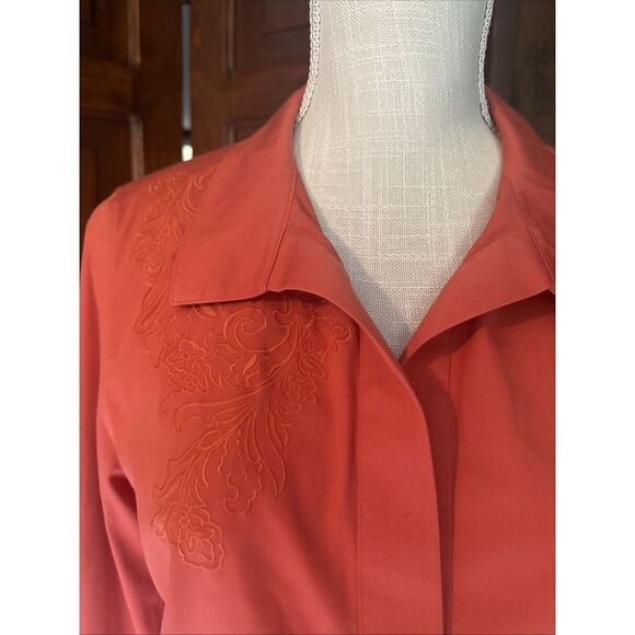 Womens Chico's Size 0 (4) No-Iron Stretch Button Front Orange 3/4 Sleeve Shirt - Picture 2 of 6